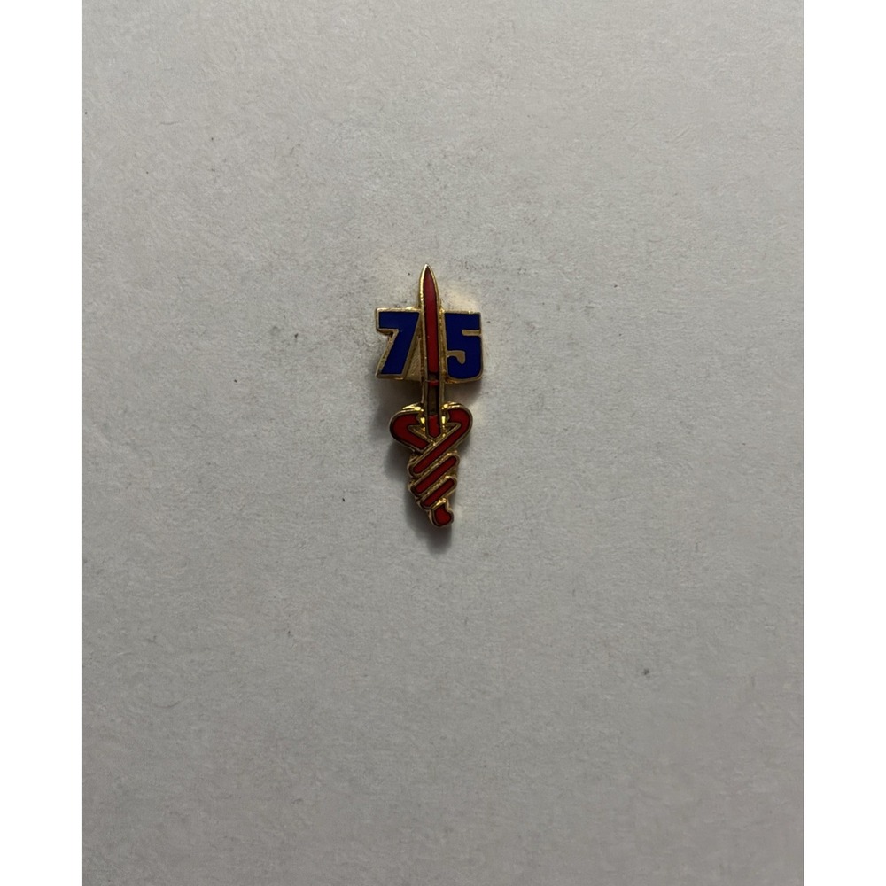Vtg US Army 75th Medical Brigade Caduceus Lapel Pin Hat Pinback Gold Tone